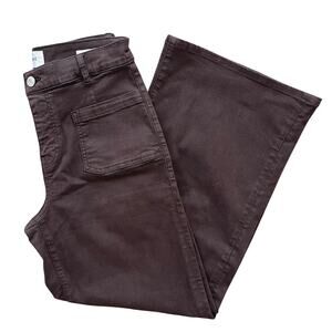 FRAME Women Brown Straight Pants Size 28 with Front Square Patch Pockets Trendy
